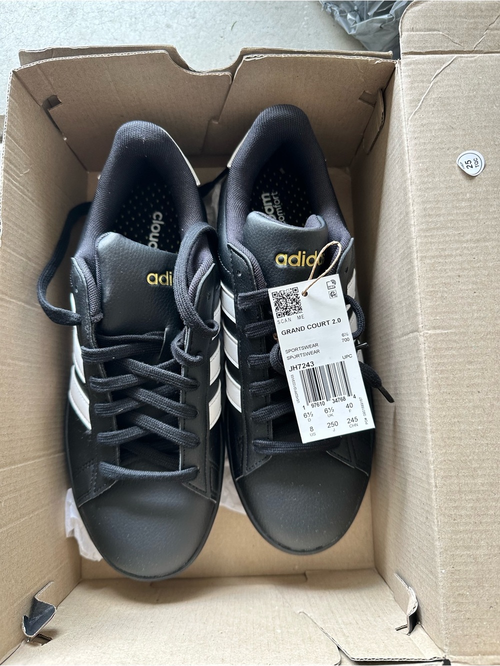 adidas Men's Black and White Grand Court Sneakers